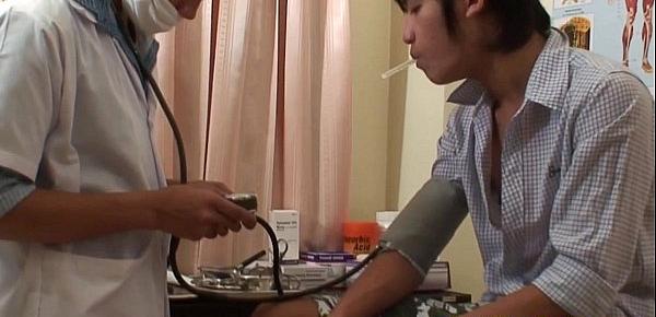  Asian twink prostate checked with big dildo